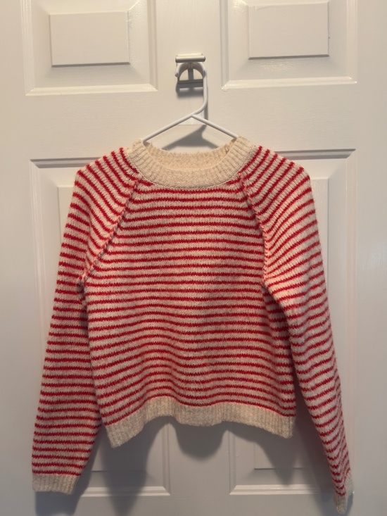 American Eagle Outfitters Sweaters - American Eagle Outfitters Red and Cream Striped Crewneck Sweater